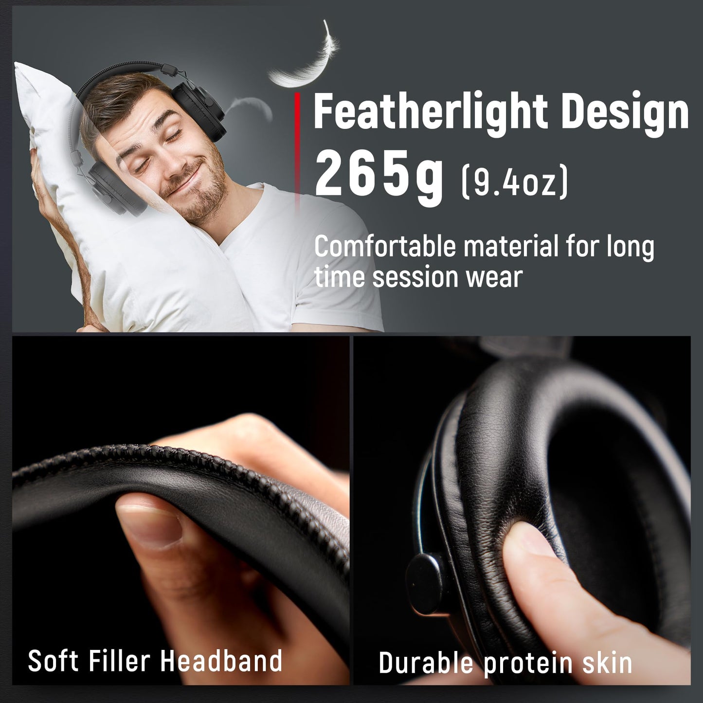 FIFINE Studio Monitor Headphones for Recording, Wired Headphones with 50mm Driver, Over Ear Headset with Detachable Cables 3.5mm or 6.35mm Jack