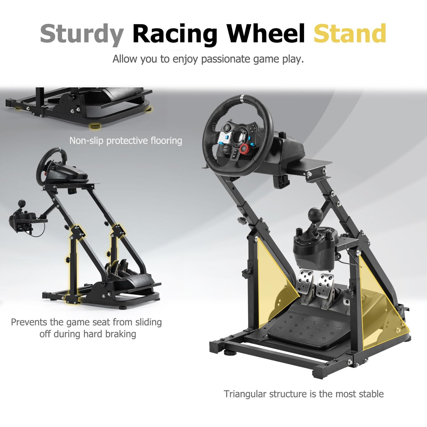 Marada Sim Racing Wheel Stand,Adjustable height angle Steering Wheel Stand,Fit for Logitech G25 G27 G29 G920 G923, for Thrustmaster T300 T248, No
