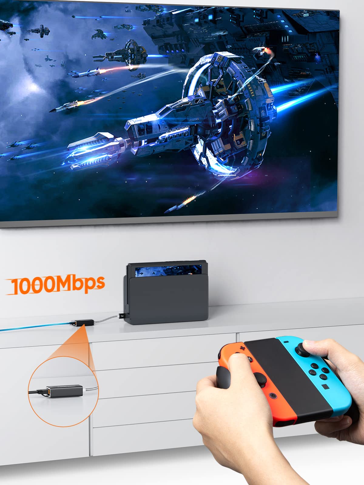 CableCreation USB to Ethernet Adapter, USB 3.0 to 10/100/1000 Gigabit Ethernet LAN Network Adapter Compatible with Nintendo Switch, MacBook, Windows