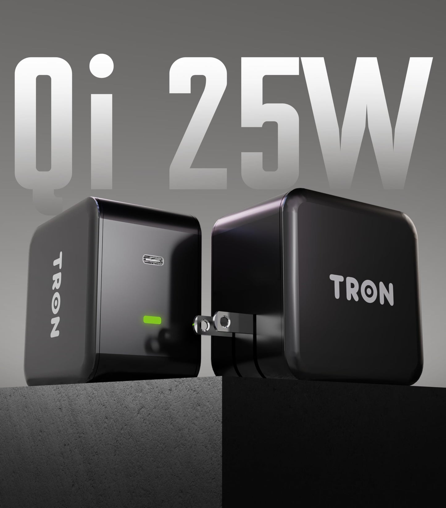 Tron 25W Power Adapter, Black, High-Powered USB Type-C Charging Adapter, Perfect for Home, Office or On-The-Go Use (Black),TR36