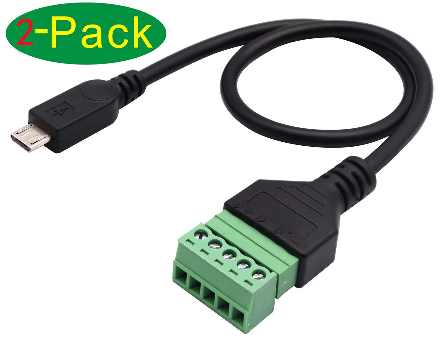 zdyCGTime Micro USB Screw Terminal Block Connector Cable Micro USB 2.0 Male Plug to 5 Pin/Way Female Bolt Screw with Shield terminals Pluggable Type