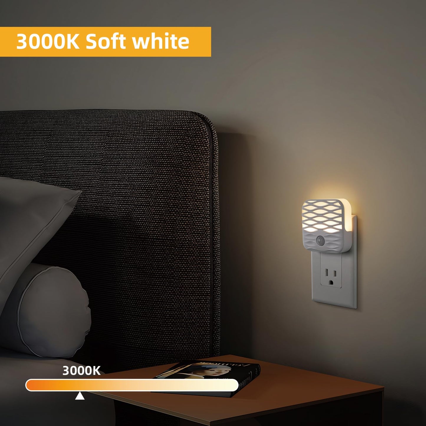 Dawnrise 3 Pack Night Lights Plug into Wall,Motion Sensor Nightlights Indoor with Warm White for Stairs, Hallway, Living Room, Kitchen, Entrance