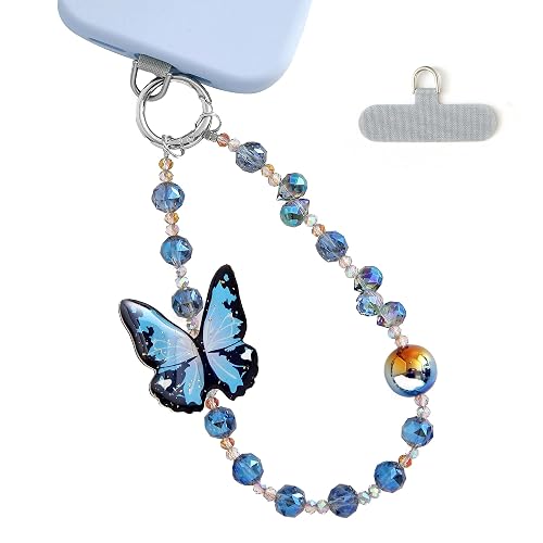 Phone Charm with Beaded Crystals, Anti-Theft Phone Strap, Hands-Free & Detachable Cellphone Lanyard, Cellphone Chain Wristlet with Tether Tab, Charms