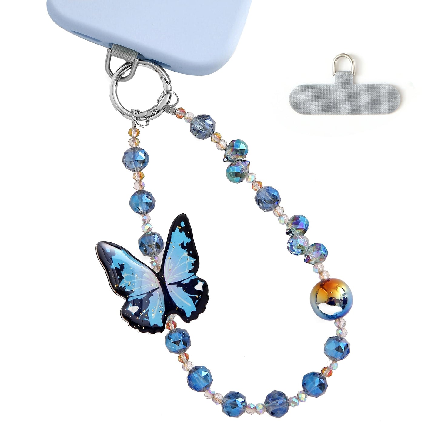 Phone Charm with Beaded Crystals, Anti-Theft Phone Strap, Hands-Free & Detachable Cellphone Lanyard, Cellphone Chain Wristlet with Tether Tab, Charms