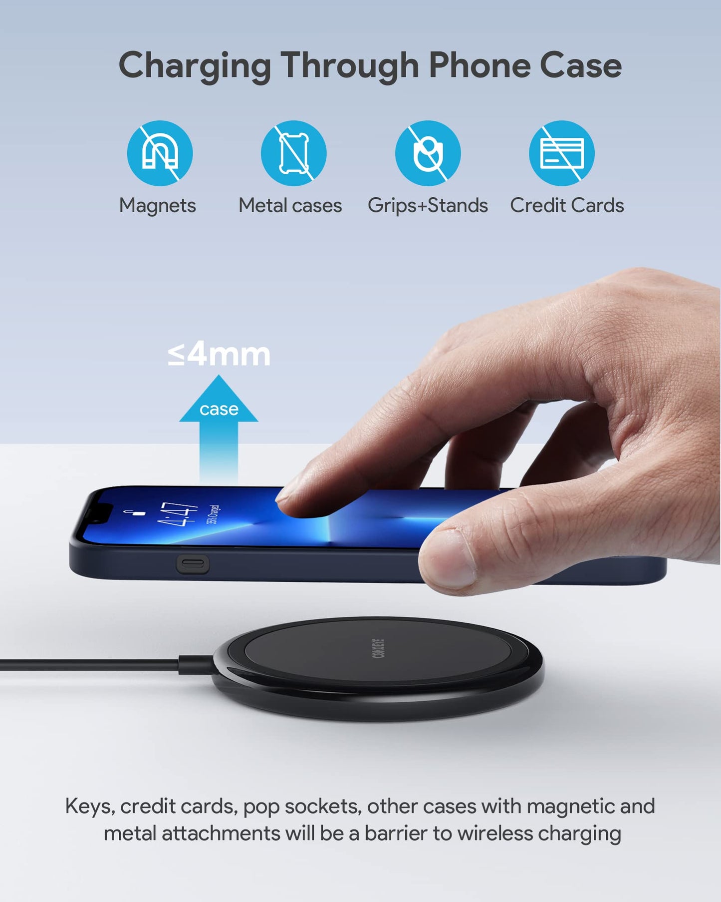 COKOEYE Wireless Charger, 15W Max Fast Wireless Charging Pad 2-Pack Compatible with iPhone 17/17 Air/17 Pro/17 Pro Max/16/15/14/13/12/Samsung