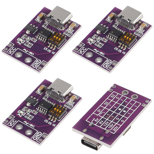 4pcs Type-C QC AFC PD2.0 PD3.0 to DC Fast Charge Decoy Trigger Polling Detector USB-PD Notebook Power Supply Change Board Module Support 5V 9V 12V…