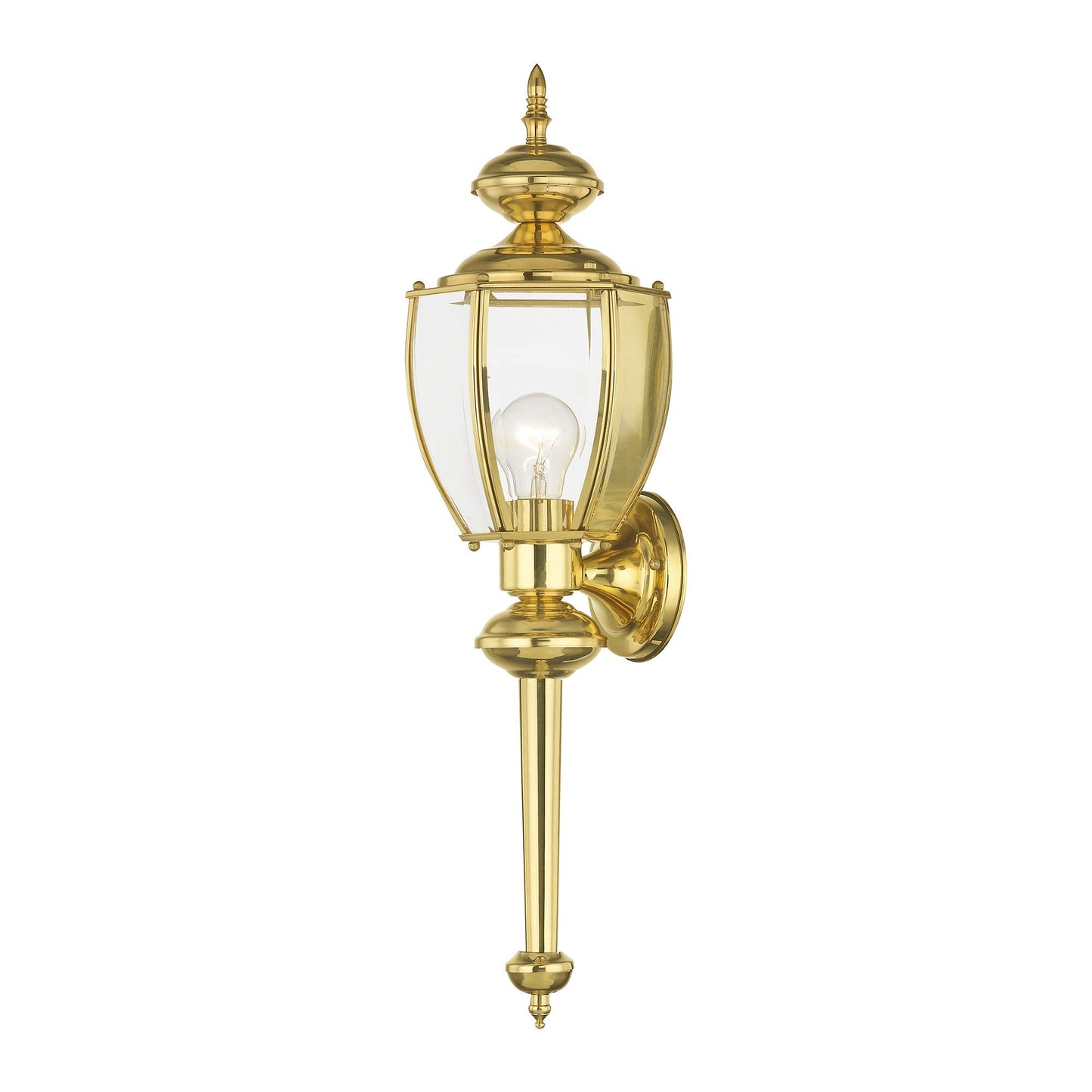 Livex Lighting 2112-02 Outdoor Wall Lantern with Clear Beveled Glass Shades, Polished Brass