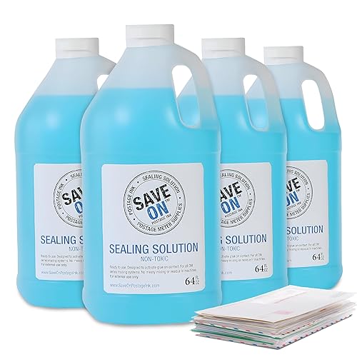 Save On Postage Ink Compatible 608-0 Replacement for PB E-Z Seal - 4 Half Gallons of Sealing Solution DM Series Mailing Systems