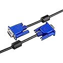 5FT Gold-Plated DB15 VGA Male to Male Cable - Blue, 24AWG, Dual Ferrite Cores - Supports 1080p/UXGA for Monitors, Projectors & HD Displays