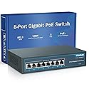 YuanLey 8 Port Gigabit PoE Switch, 8 PoE+ Ports 1000Mbps, 120W 802.3af/at, Metal Fanless Unmanaged Plug and Play