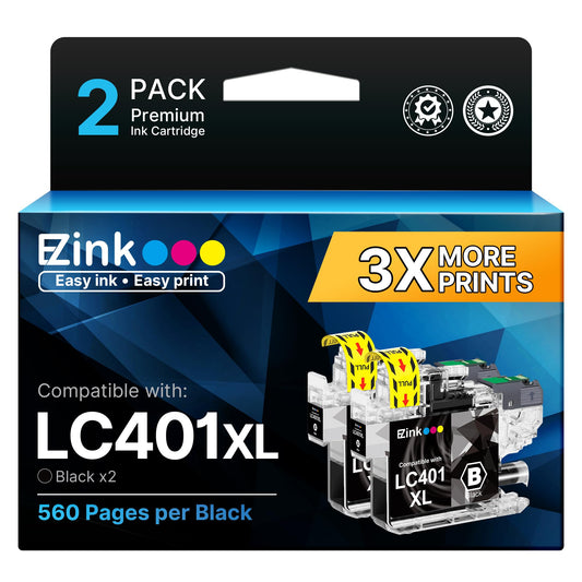 E-Z Ink LC401XL Black LC401XL Ink Cartridges for Brother Printer LC401