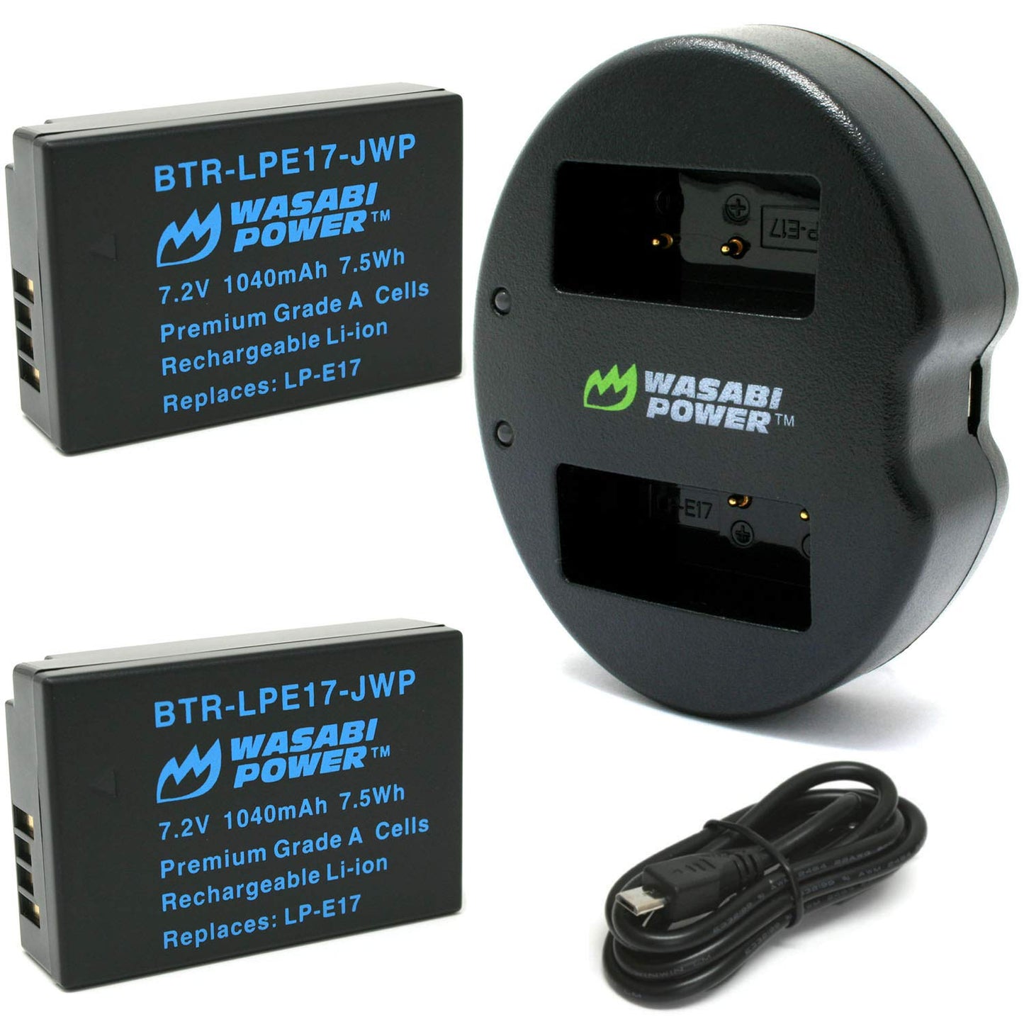 Wasabi Power LP-E17 Battery (2-Pack) and Dual USB Charger for Canon LP-E17 and Canon EOS R10, EOS RP, EOS M6 Mark II, M6, M5, M3, EOS Rebel T8i, T7i