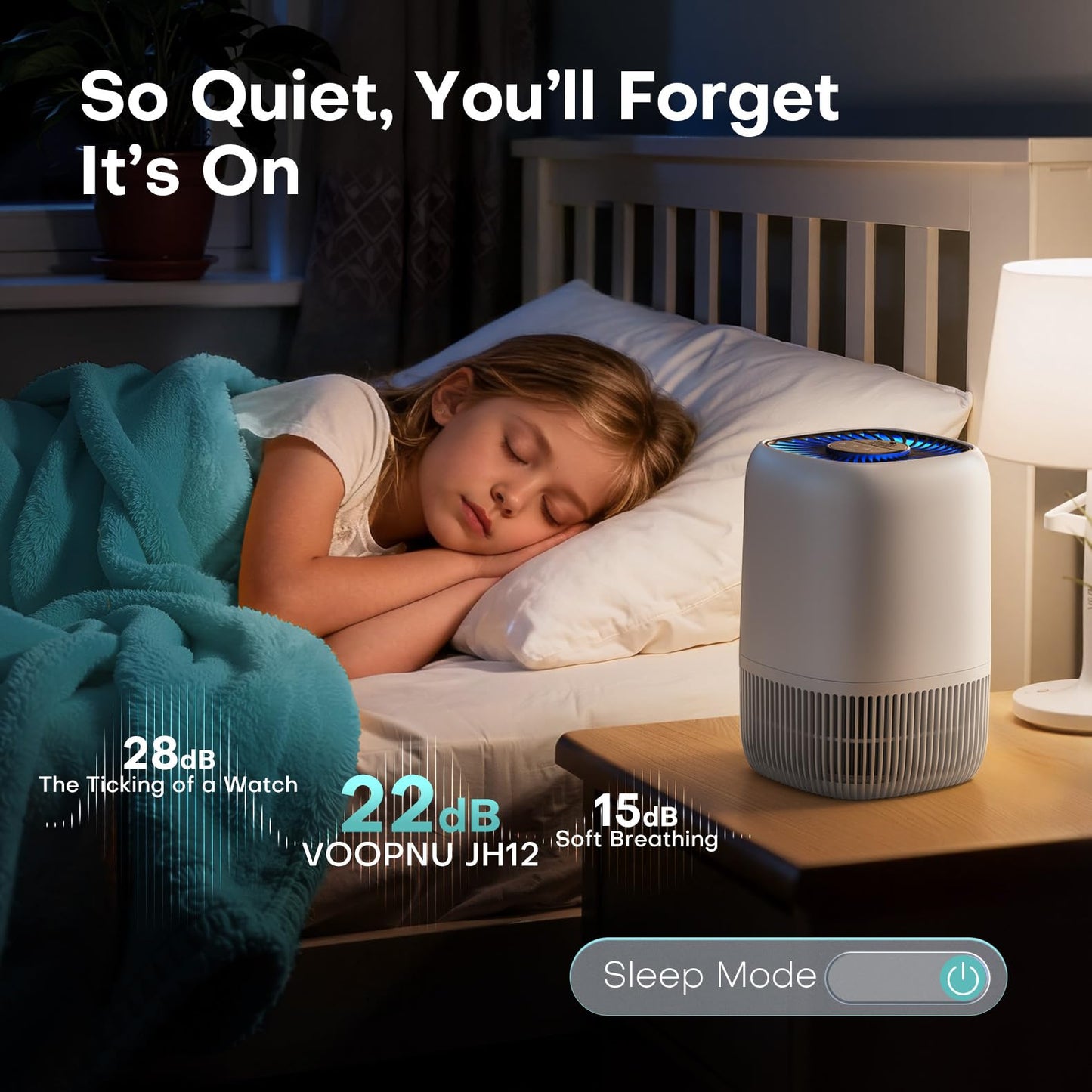 2 Pack of Air Purifier with High Efficience Filter, Fragrance Sponge Night Light Vital Breeze Timer 22dB, for Dust Pollen Smoke Odors, Office