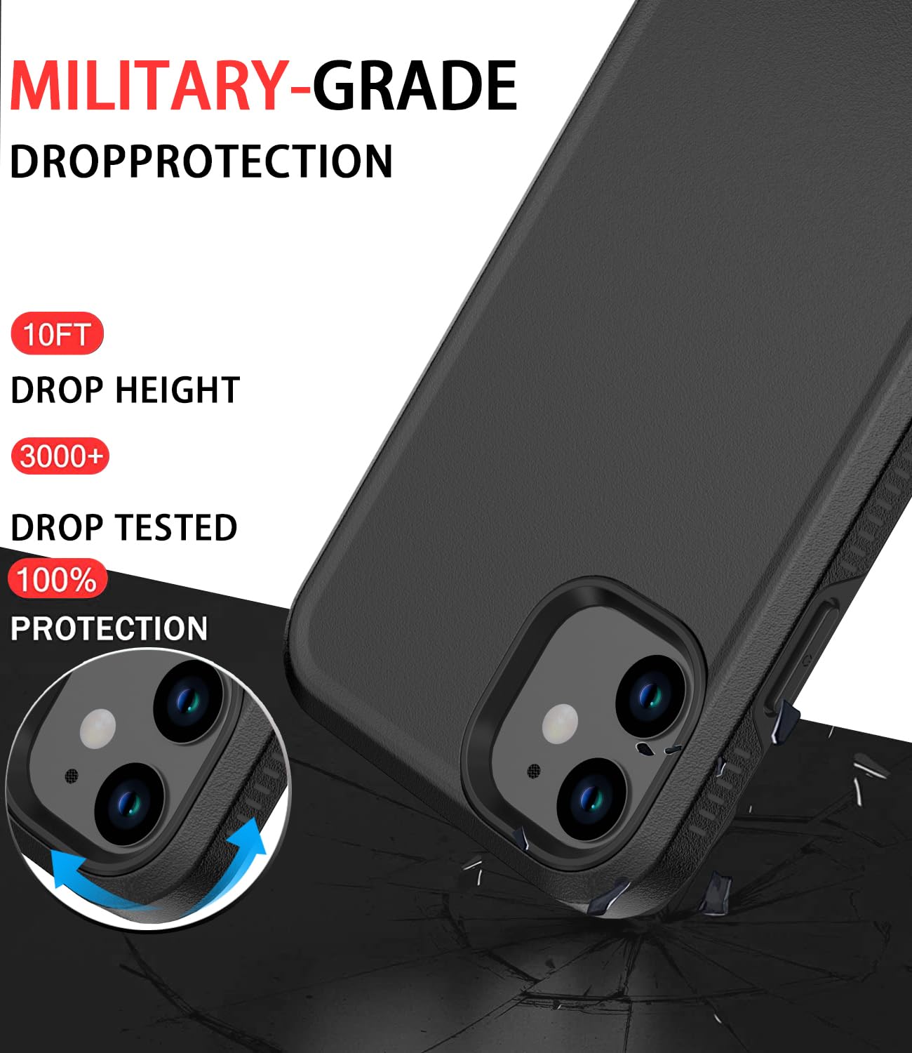 Diverbox for iPhone 12 case [Shockproof] [Dropproof] [Tempered Glass Screen Protector],Heavy Duty Protection Phone Case Cover for Apple iPhone 12 (Red