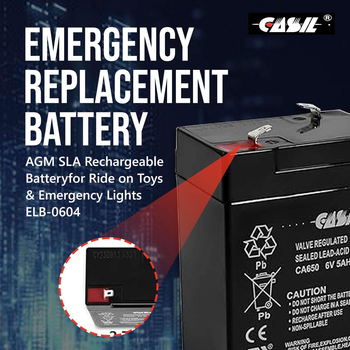 Casil 6v 5ah Replacement Battery Compatible with Ritar RT645