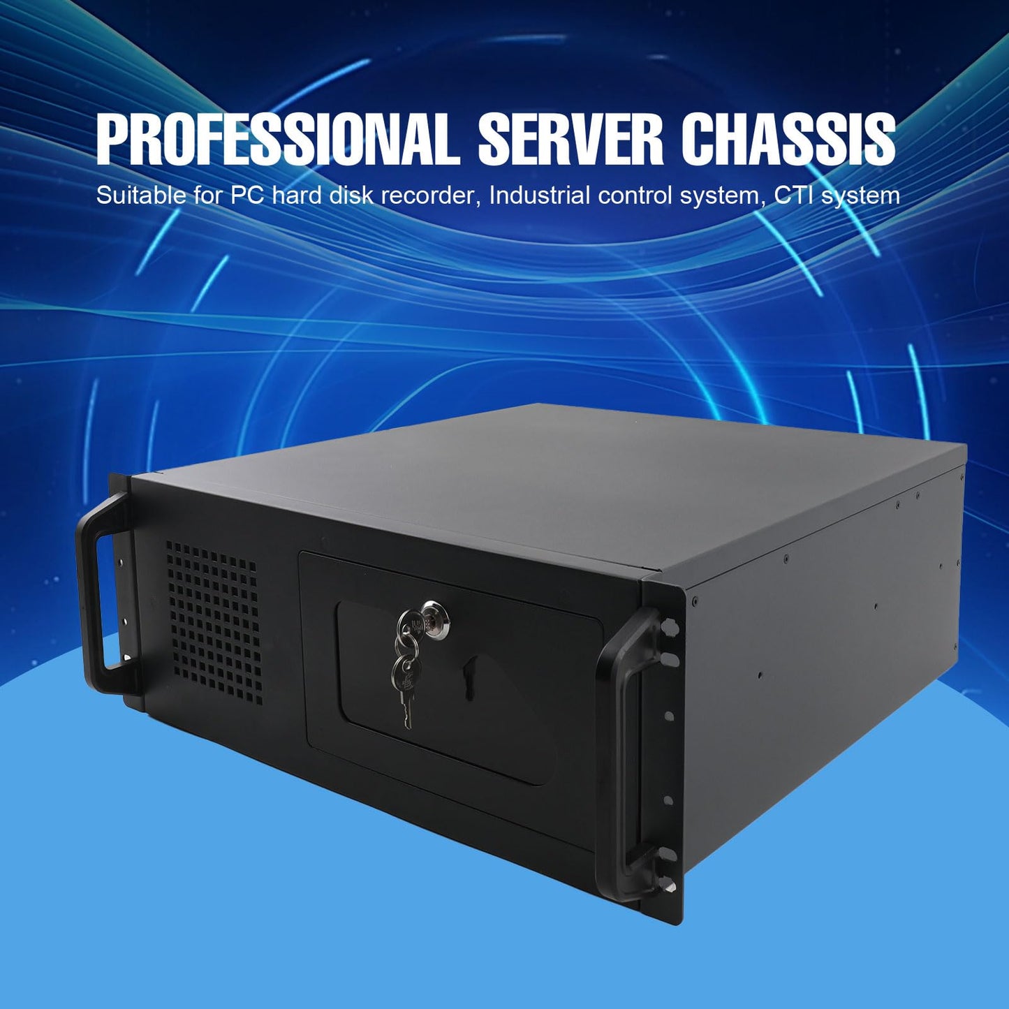 4U Server Case Rack Mount, 7X3.5 + 2X 5.25 HDD, 4U Server Chassis with 3 Pre-Installed Fans | 8 HDD Bays, Security Lockable Computer Cases for Home