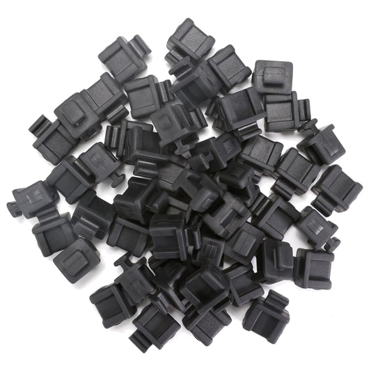 QSFPTEK 50pcs RJ45 Anti-Dust Cover Cap, RJ45 Network Switch Ethernet Port Silicone Plug Cover, Black RJ45 Protector Stopper Cap for Copper RJ45