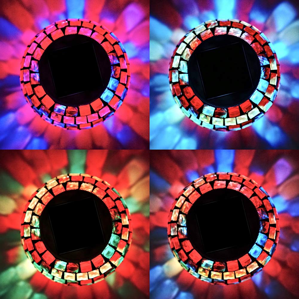 SunKite Solar Table Lights Outdoor Indoor Color Changing Crackle Crystal Glass Night Lights,Waterproof Solar Powered Mosaic Glass Ball Lamp,for Home