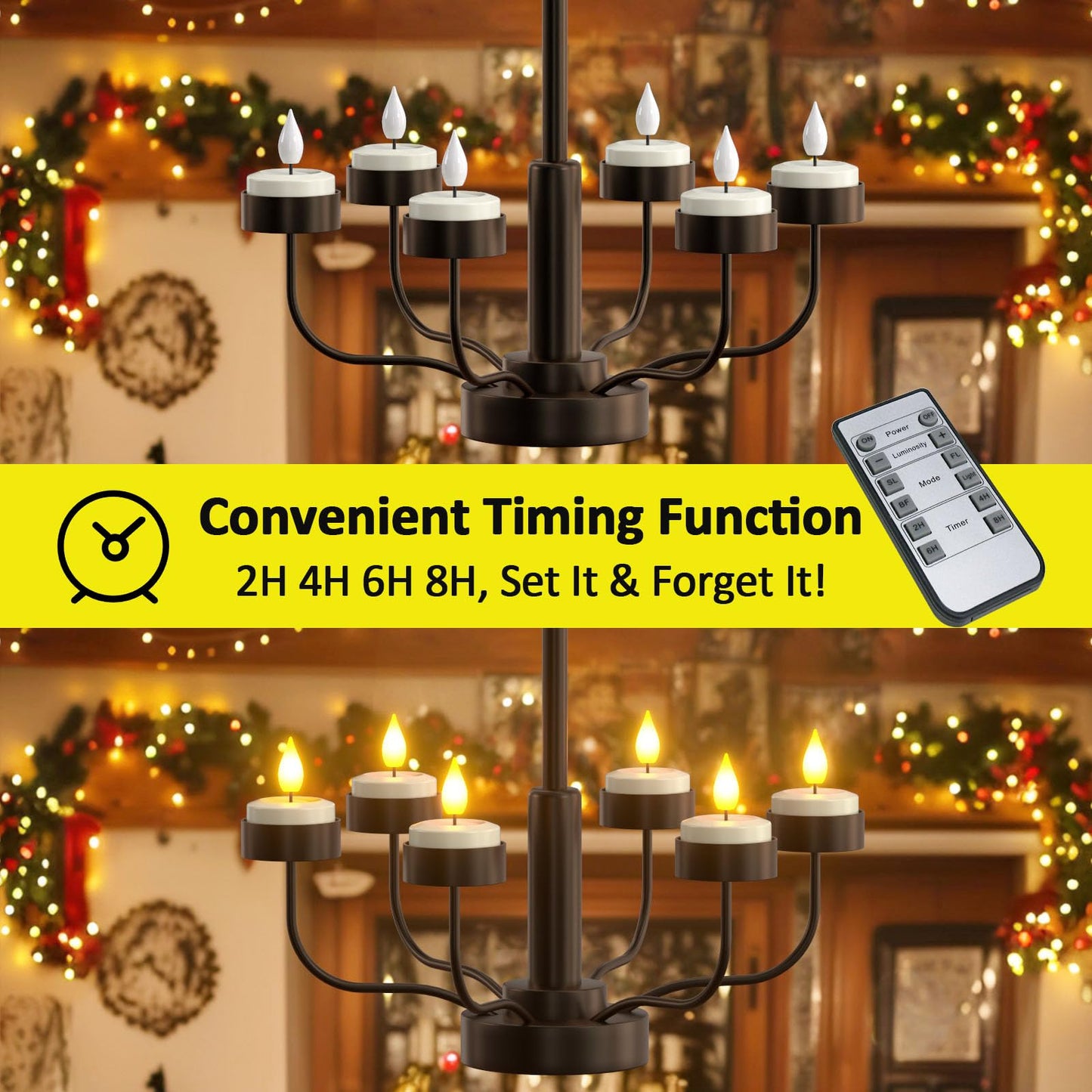 Yme Rechargeable Tea Lights with Remote Timer and Charging Base, 6 Pack LED Battery Operated Flickering Flameless Candles, Electric Tea Lights Votive