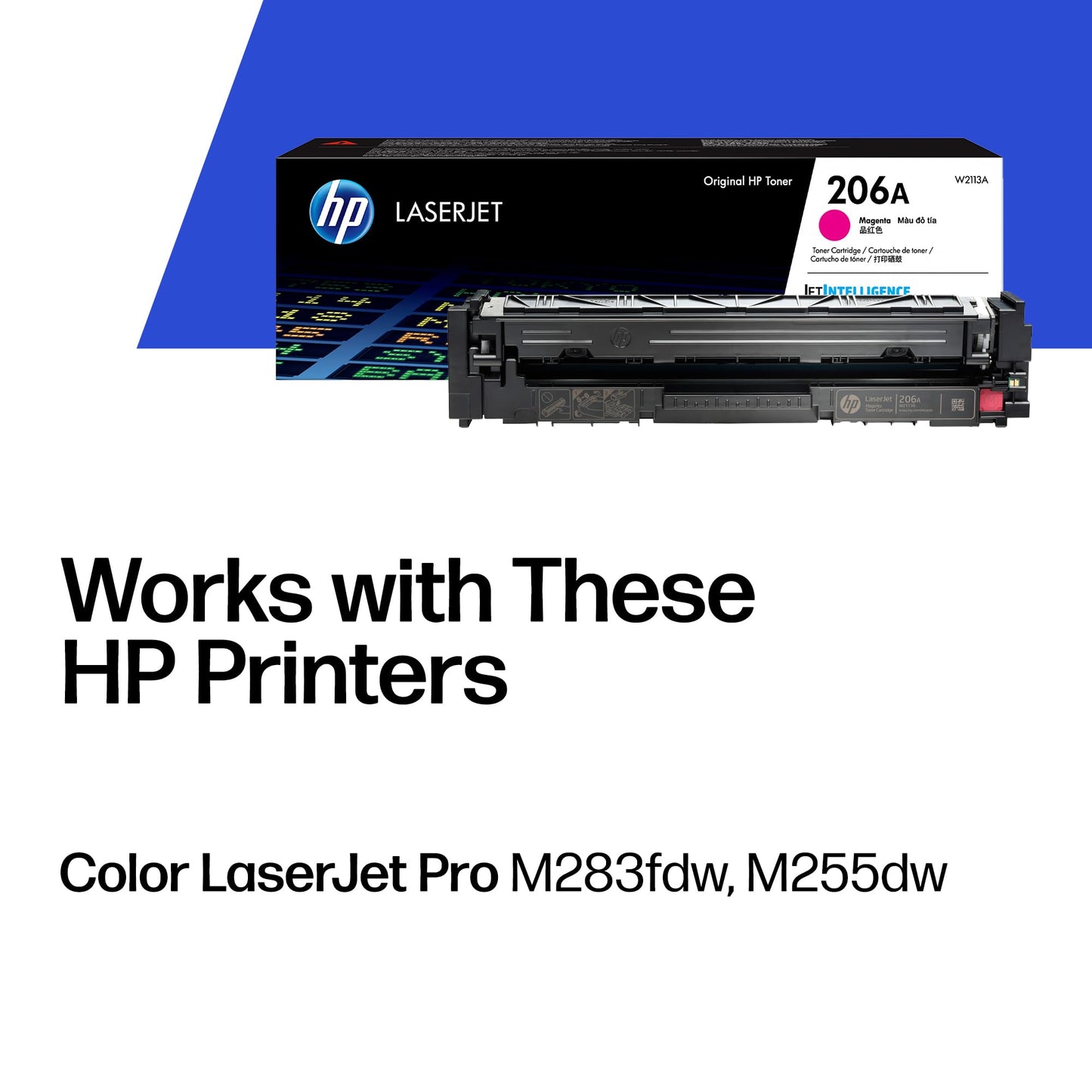 HP 206A Magenta Toner Cartridge | Works with Color LaserJet Pro M255, MFP M282, M283 Series | W2113A