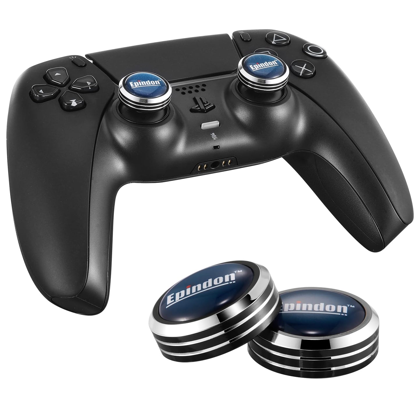 Epindon Cap-Con for PlayStation DualSense/DualSense Edge Wireless Controller(PS5),Blue&Black, 2-PACK