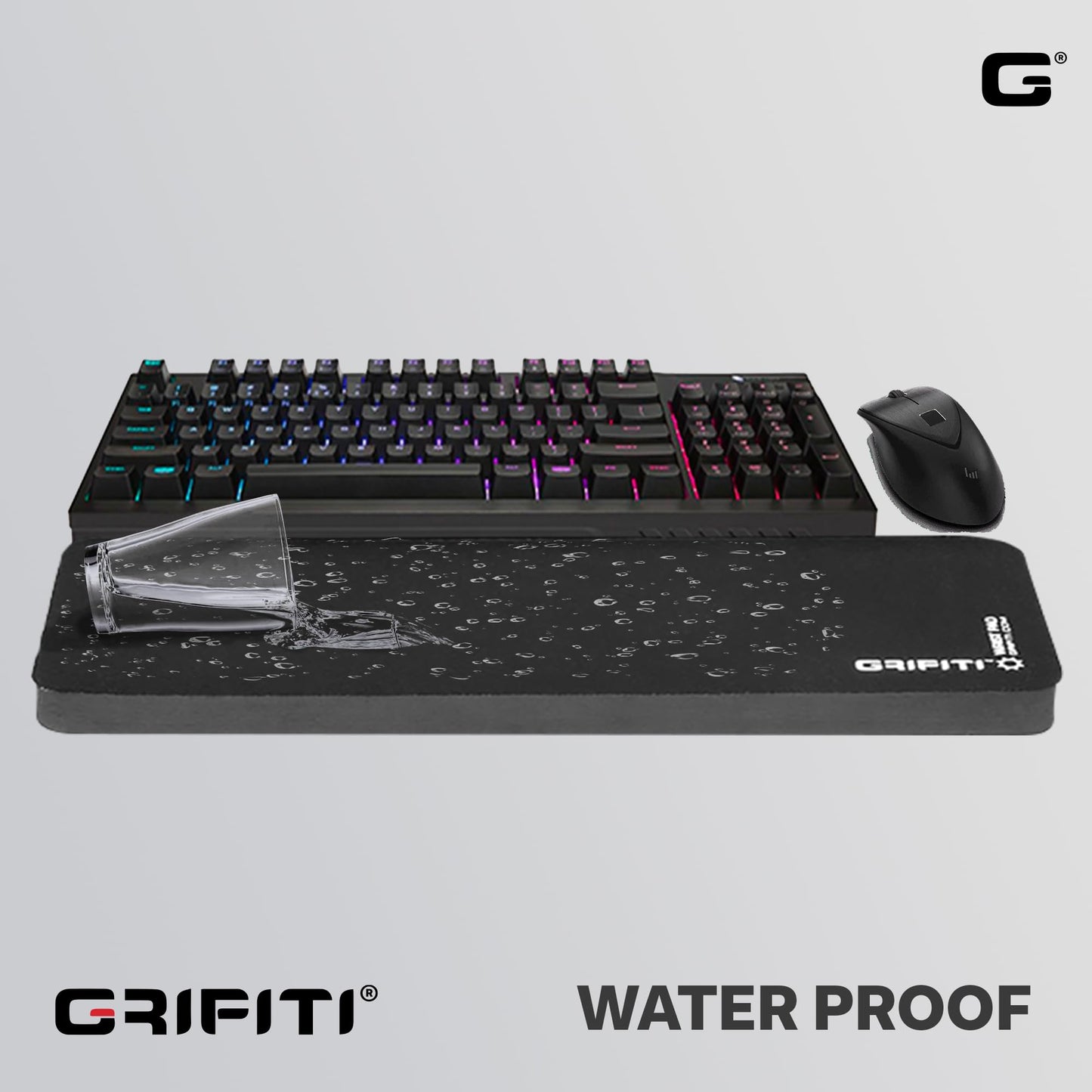 GRIFITI Fat Wrist Pad 24" x 4" x 0.75" Inch Computer or Mechanical Keyboard & Mousepad Wrists Rest Keyboards Mouse, Trackball or Trackpad Ergonomic