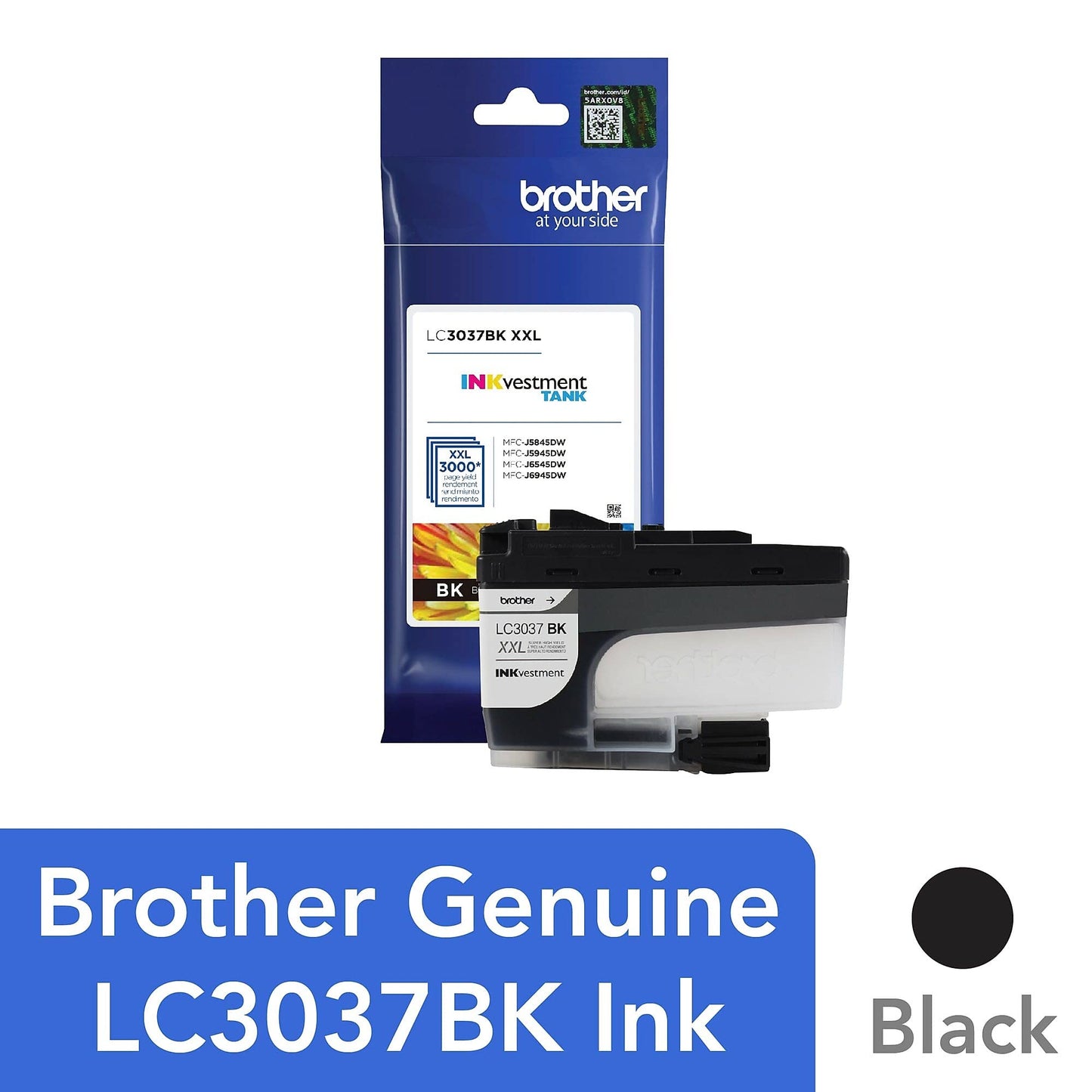 Brother Genuine LC3037BK, Single Pack Super High-Yield Black INKvestment Tank Ink Cartridge, Page Yield Up to 3,000 Pages, LC3037, Amazon Dash