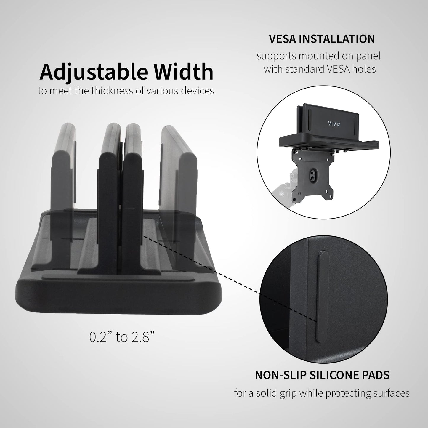 VIVO Multifunctional Adjustable Thin Client Mini PC Mount Bracket, CPU VESA Monitor Arm Computer Holder, Freestanding Desk Stand, Vertical Laptop