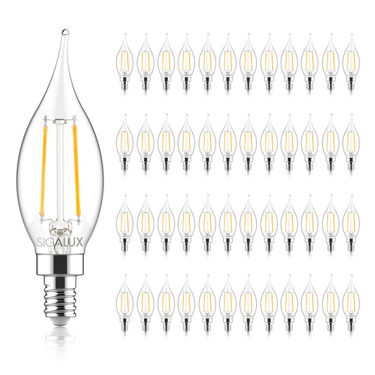 Sigalux E12 LED Bulb Dimmable, 40 Watt Candelabra LED Light Bulbs, Chandelier Light Bulbs, B10 2700K Soft White, Type B Candle Light Bulbs