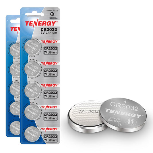 Tenergy 3V CR2032 Batteries, Lithium Button Coin Cell 2032 Battery, Compatible with AirTags, Key FOBs, Calculators, Coin Counters, Watches, Heart…