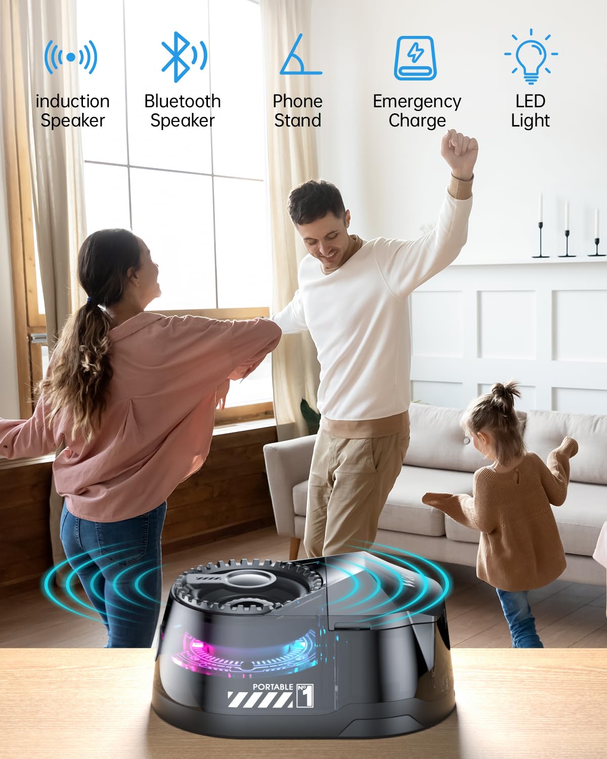 W & O Bluetooth Speaker with Wireless Earbuds,All in One, Magnetic Portable Speaker Bluetooth 5.4 with RGB Lights, Magnetic Mount?for Travel, Gifts