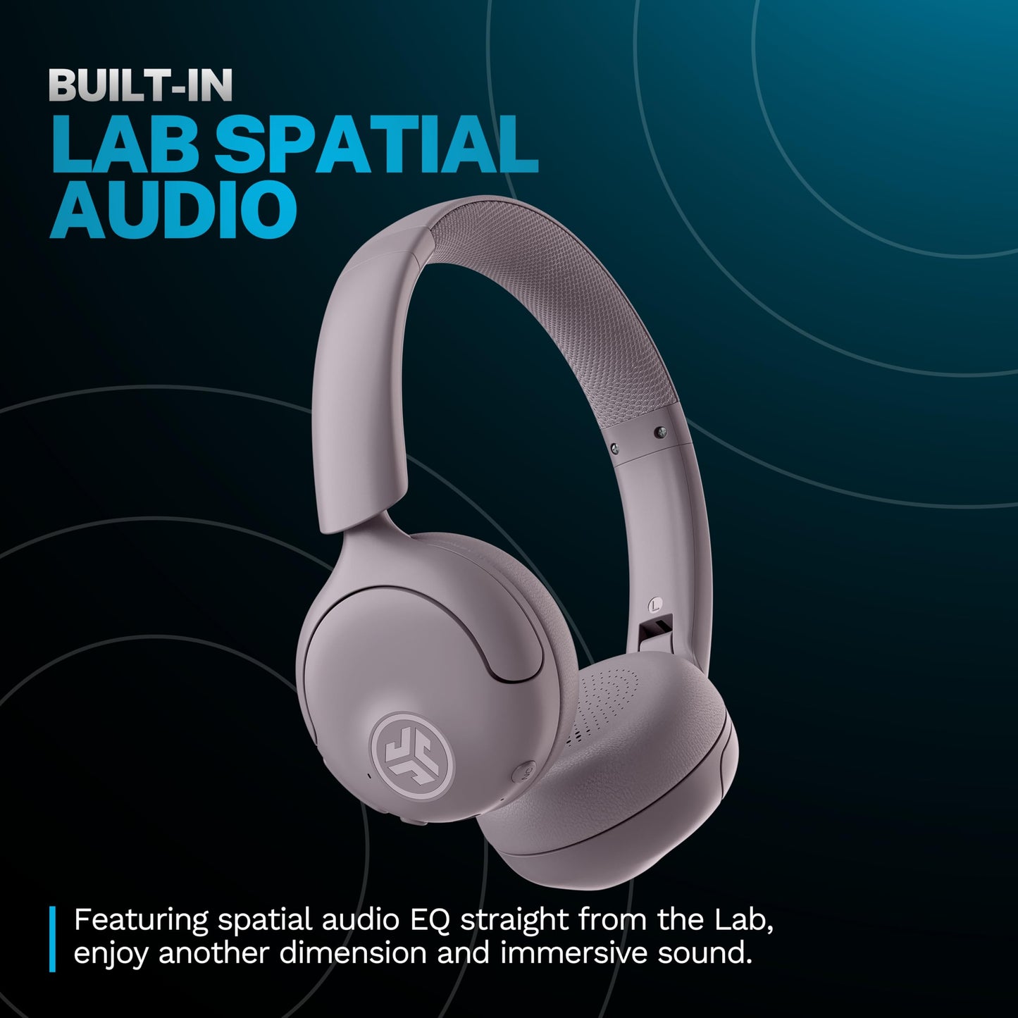 JLab, Go Lux ANC, On Ear Headphones, Active Noise Cancelling, Bluetooth, MultIPoint Connection, Mauve