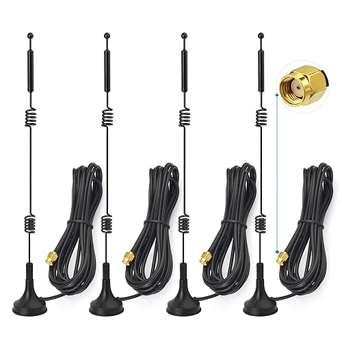 Bingfu Dual Band WiFi 2.4GHz 5GHz 5.8GHz 9dBi Magnetic Base MIMO RP-SMA Male Antenna 4-Pack for WiFi Router Wireless Network Card USB Adapter Security