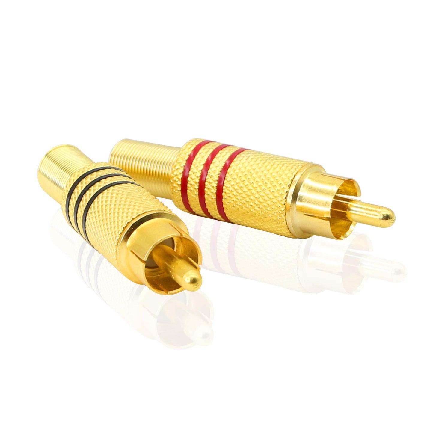 PNGKNYOCN RCA Stereo Connector Plug with Spring Coax Audio Solderless Gold Plated Adapter for Repair Speaker Cables?4-Pack?