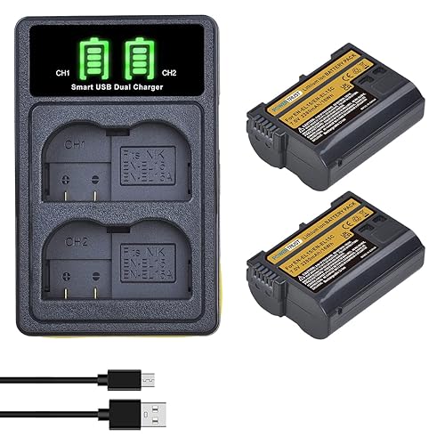PowerTrust EN-EL15C EN-EL15 Battery and Charger Compatible with Nikon D7500, D7200, D7100, D7000, D850, D750, D500