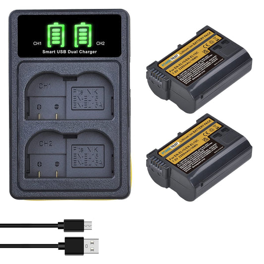 PowerTrust EN-EL15C EN-EL15 Battery and Charger Compatible with Nikon D7500, D7200, D7100, D7000, D850, D750, D500