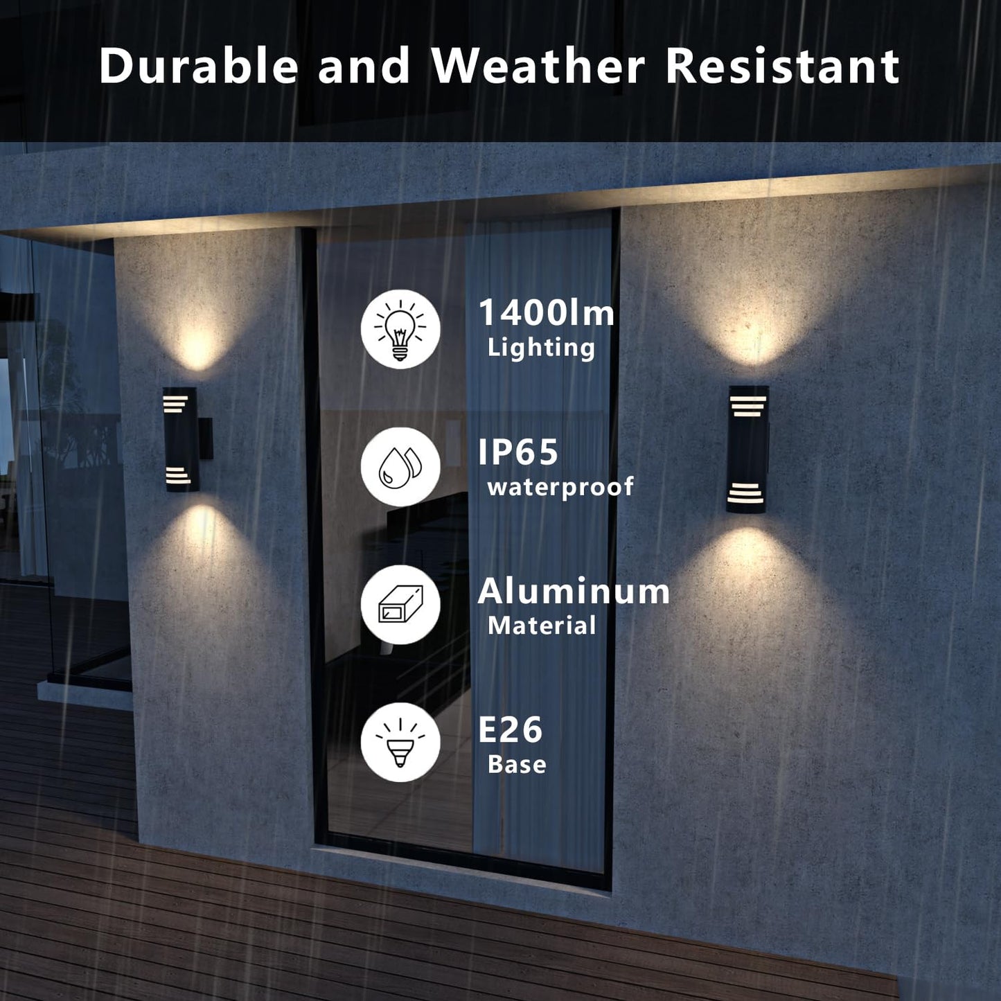 rosykite Dusk to Dawn Porch Lights Outdoor 2 Pack, Modern Exterior Lighting Fixtures 13In, Cylinder Outdoor Wall Lights Up Down Sconce Lighting