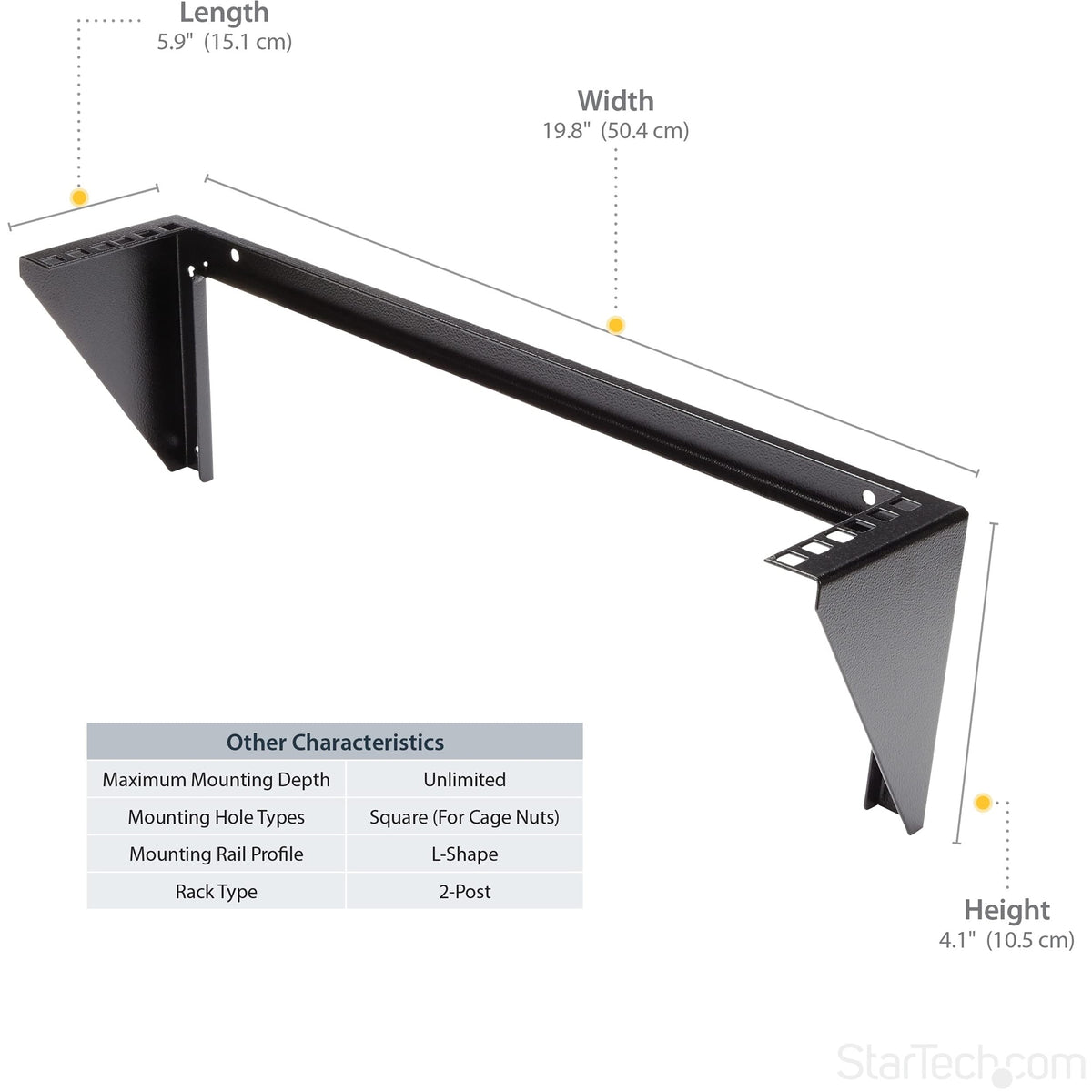 StarTech 2U Vertical Wall-Mount Rack Bracket, 19in, 125lb, TAA (RK219WALLV)