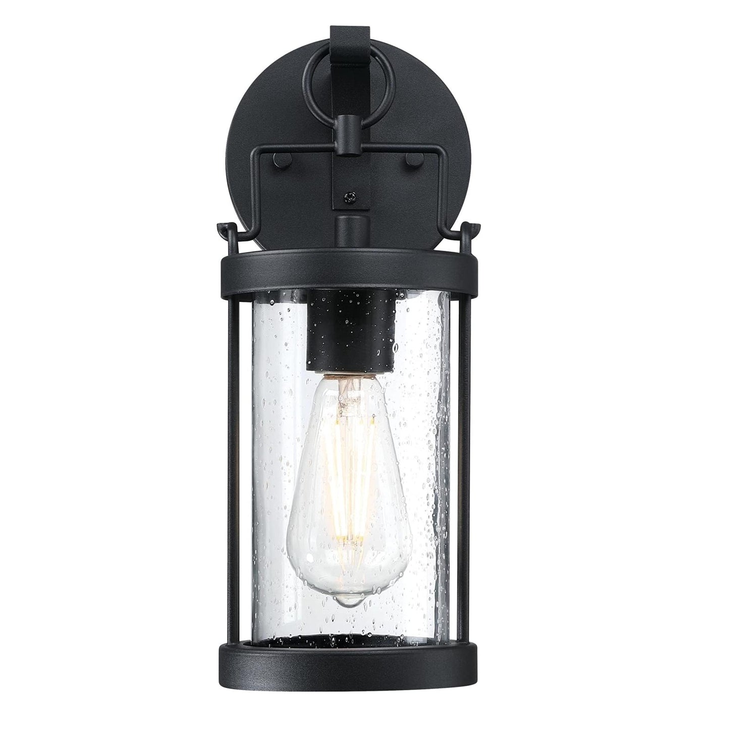 Westinghouse 6122500 Westcott Bay Traditional One Light Outdoor Wall Fixture, Textured Black Finish, Clear Seeded Glass