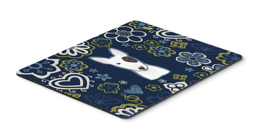 Caroline's Treasures BB5060MP Blue Flowers Bull Terrier Mouse Pad, Hot Pad or Trivet for Home Office Gaming Working Computers Laptop Mouse