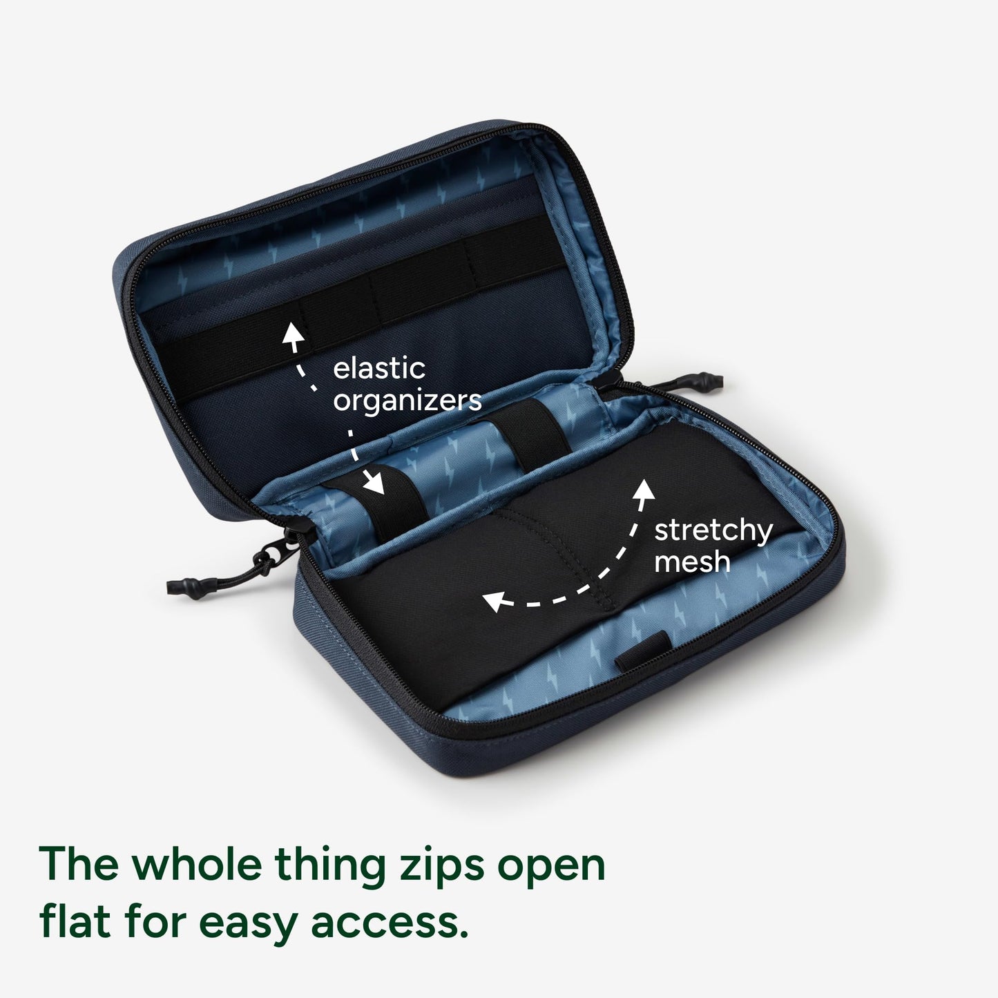 Halfday Sidekick Tech Organizer Kit | Flip-Out Kickstand for Phone/Tablet, Zip-Flat Pouch with Power Mesh & Elastic for Cable & Charger
