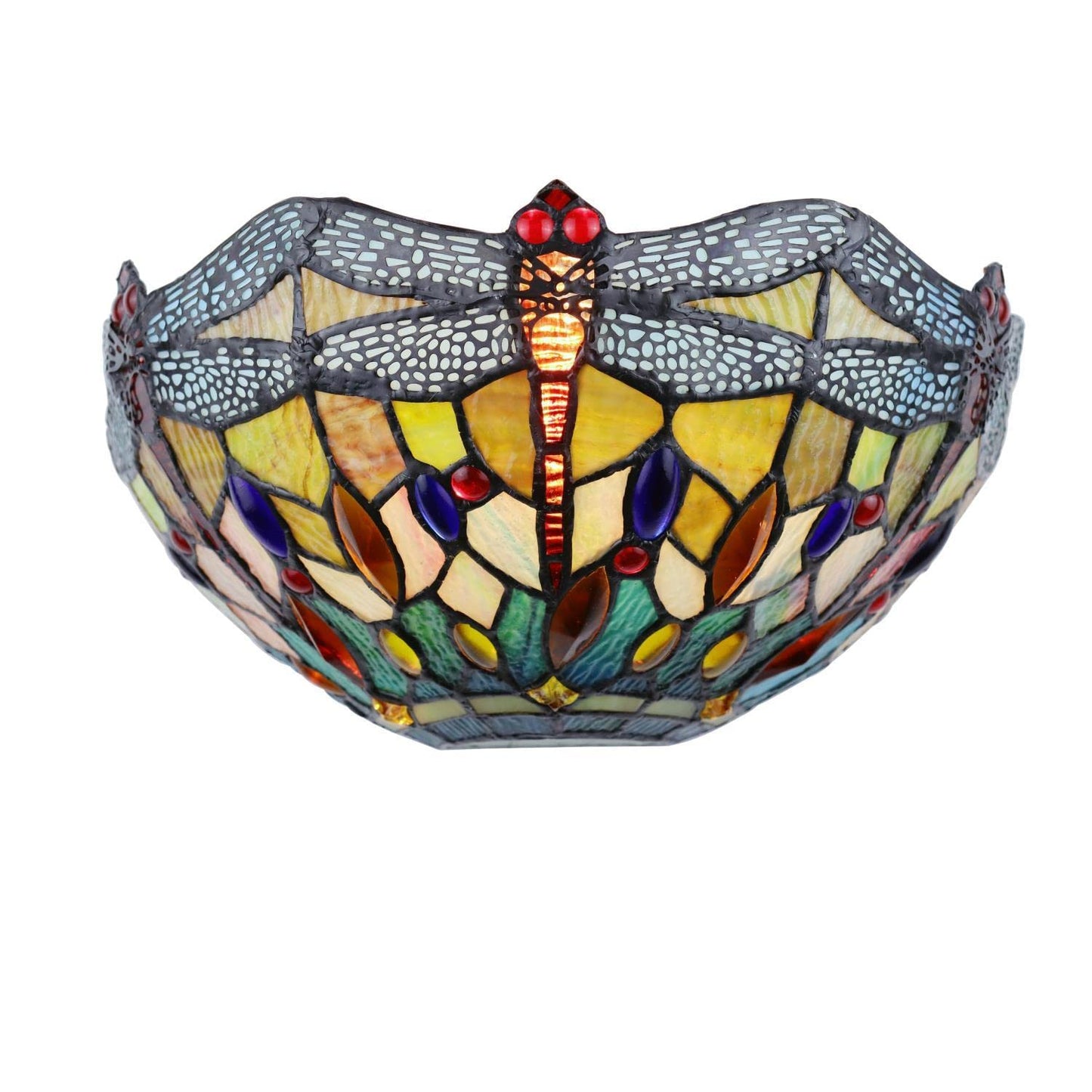 Chloe Lighting Empress Dragonfly Tiffany-Style Dark Bronze 1 Light Wall Sconce 12" Wide