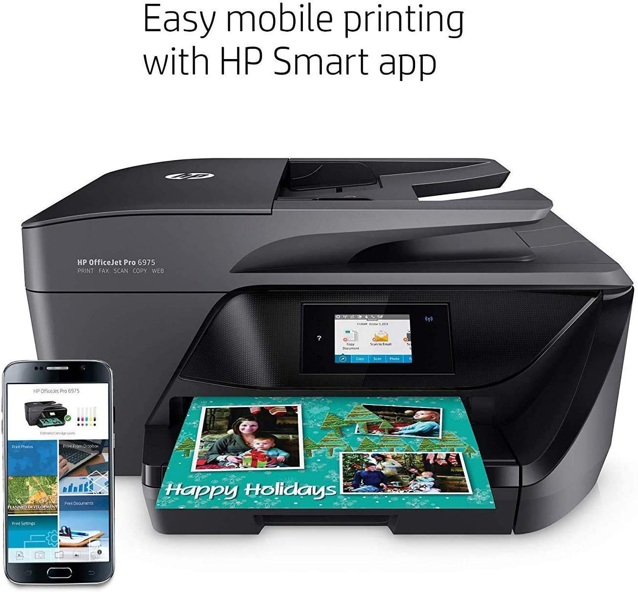 HP OfficeJet Pro 6975 All-in-One Wireless Printer, Double-Sided Print and Scan, Instant Ink, Works with Alexa (J7K36A)