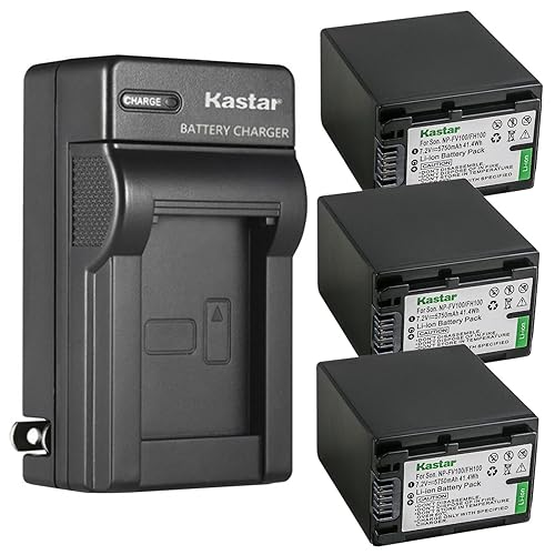 Kastar 3-Pack NP-FH100 Battery and AC Wall Charger Replacement for Sony NP-FH30 NP-FH40 NP-FH50 NP-FH60 NP-FH70 NP-FH90 NP-FH100 Battery, BC-TRV