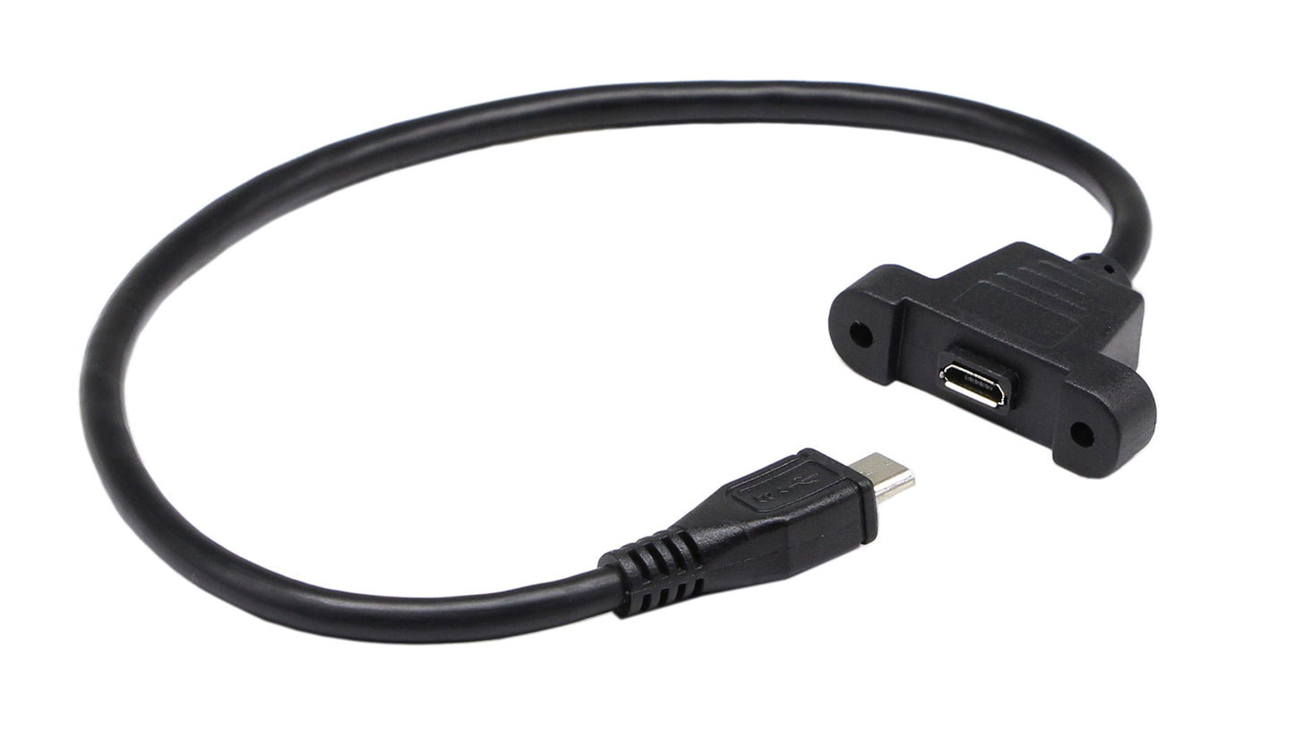 zdyCGTime 30cm Panel Mount Cable, Micro USB Male to Female, Ear Screw Install Data Extension, Sync Charging and Transferring
