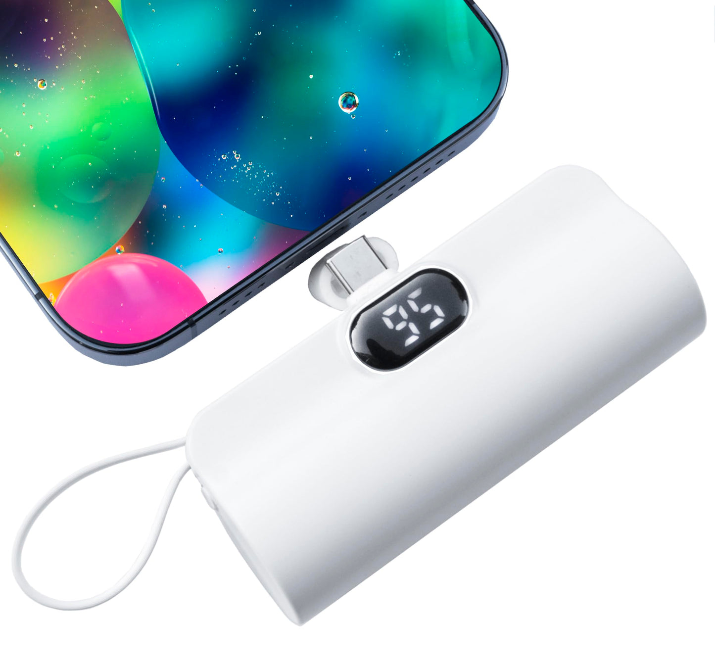 Mini power bank 5500mAh Portable Power Bank,Dual USB-C Ports Cell Phone Power Charger, LCD LED Display Battery Compatible with iPhone17/16/15 plus/15