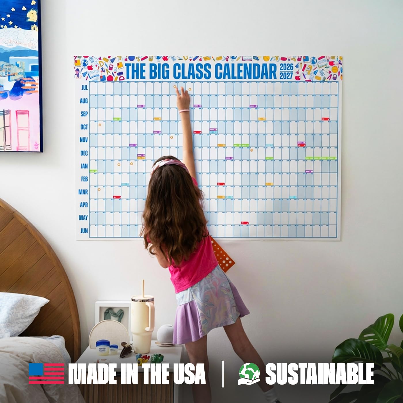 The Big A## Big Class School Year Dry Erase Wall Calendar July 2026 to June 2027 - Year-at-a-Glance for Classrooms & Home - Easy Hanging, Shaded