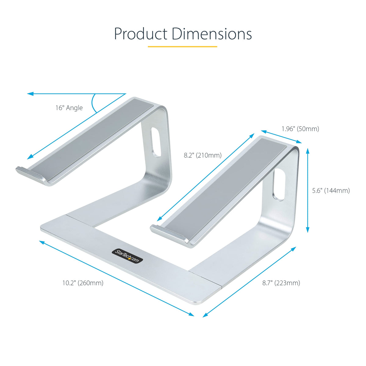 StarTech Laptop Stand, Ergonomic Laptop Riser, Aluminum, Silver, Dell XPS