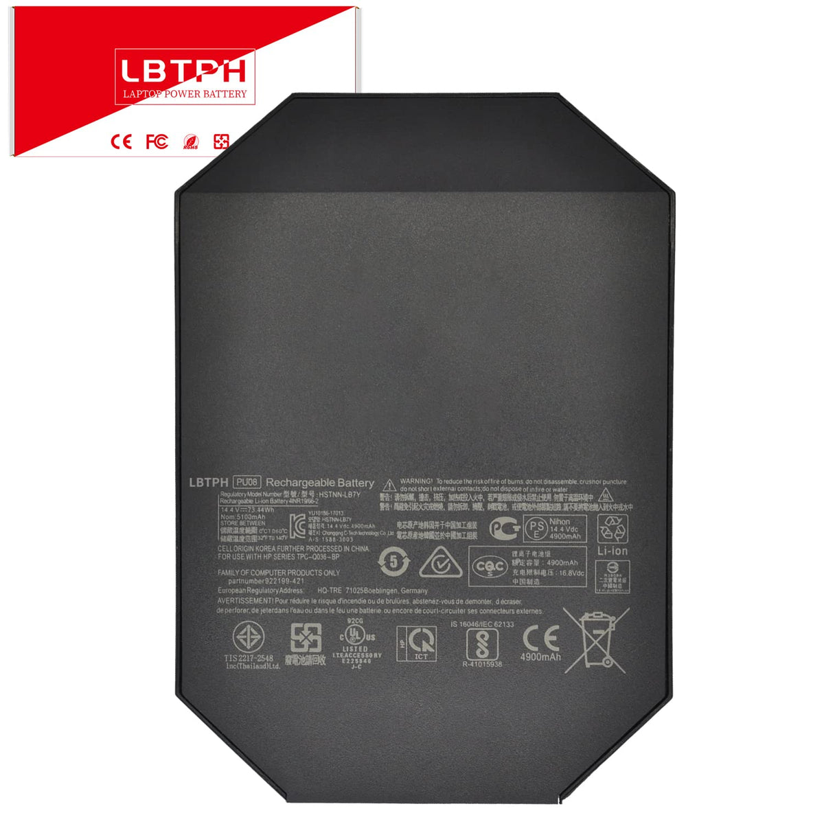PU08 HSTNN-LB7Y IB7X Battery for HP Z VR Backpack G1 Workstation TPN-Q186