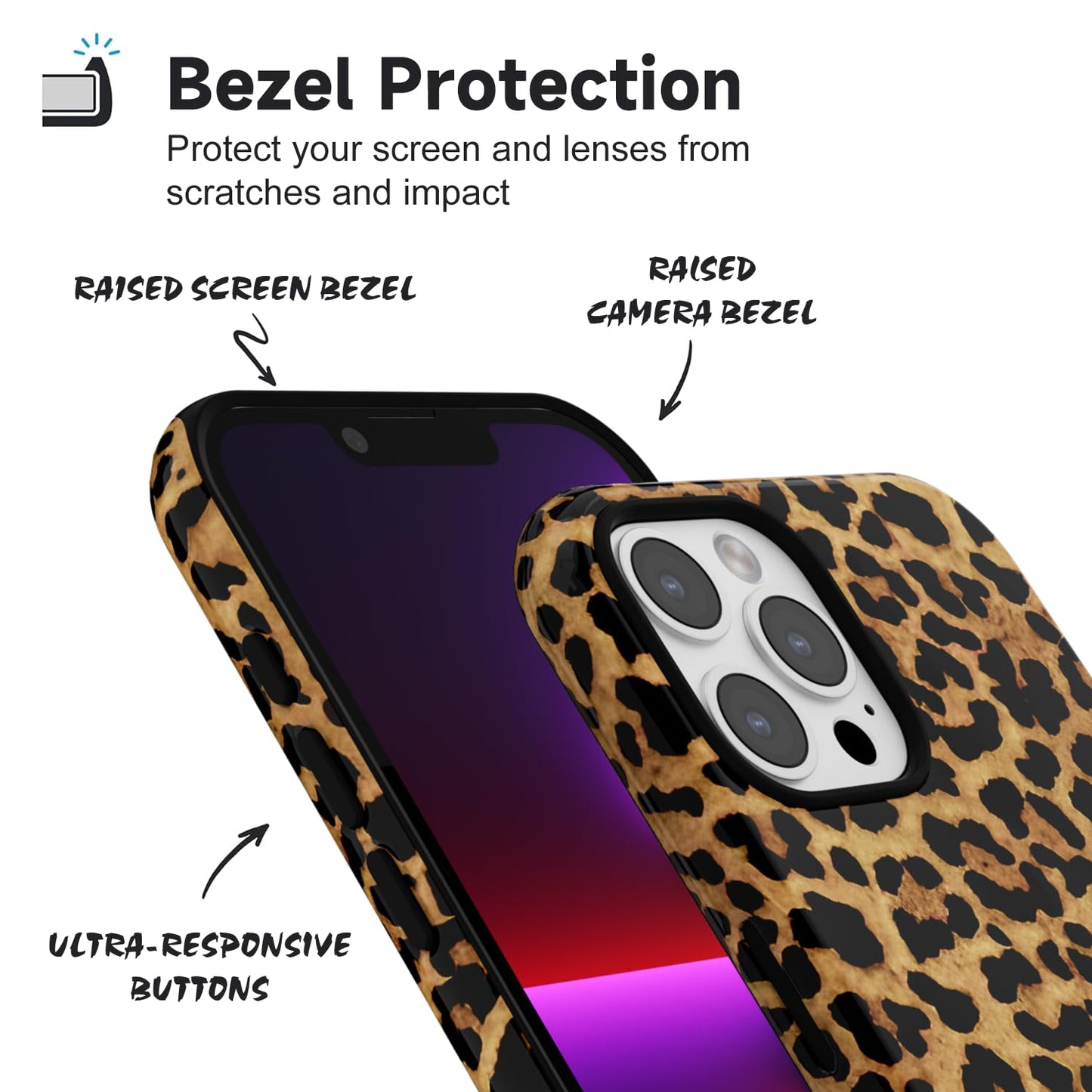 LoeoeL for iPhone 13 Pro Case Cheetah Print, Leopard Pattern Phone Case for Women Girls, Girly Cute Thin Slim Hard Shell Plastic Phone Cover, Luxury